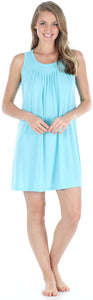 PajamaMania Women's Stretchy Knit Sleeveless Nightgown Beach Cover Up Sleep Dress Pajama
