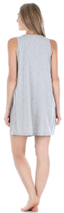 PajamaMania Women's Stretchy Knit Sleeveless Nightgown Beach Cover Up Sleep Dress Pajama