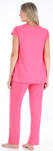 Load image into Gallery viewer, PajamaMania Women&#39;s Stretchy Knit Short Sleeve Oversized Top and Pants Pajama Set

