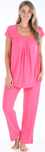 Load image into Gallery viewer, PajamaMania Women&#39;s Stretchy Knit Short Sleeve Oversized Top and Pants Pajama Set
