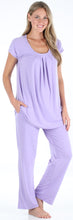 Load image into Gallery viewer, PajamaMania Women&#39;s Stretchy Knit Short Sleeve Oversized Top and Pants Pajama Set
