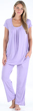 Load image into Gallery viewer, PajamaMania Women&#39;s Stretchy Knit Short Sleeve Oversized Top and Pants Pajama Set

