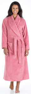 Sleepyheads Women’s Plush Fleece Robe Jacquard Long Sleeve Bathrobe