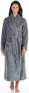 Sleepyheads Women’s Plush Fleece Robe Jacquard Long Sleeve Bathrobe