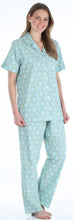 Load image into Gallery viewer, Sleepyheads Women&#39;s Poplin Cotton Short Sleeve Button Up Top and Pants Pajama Set
