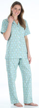 Load image into Gallery viewer, Sleepyheads Women&#39;s Poplin Cotton Short Sleeve Button Up Top and Pants Pajama Set
