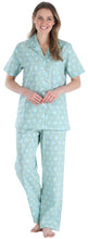 Load image into Gallery viewer, Sleepyheads Women&#39;s Poplin Cotton Short Sleeve Button Up Top and Pants Pajama Set
