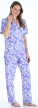 Load image into Gallery viewer, Sleepyheads Women&#39;s Poplin Cotton Short Sleeve Button Up Top and Pants Pajama Set
