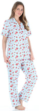 Load image into Gallery viewer, Sleepyheads Women&#39;s Poplin Cotton Short Sleeve Button Up Top and Pants Pajama Set
