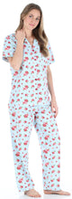 Load image into Gallery viewer, Sleepyheads Women&#39;s Poplin Cotton Short Sleeve Button Up Top and Pants Pajama Set
