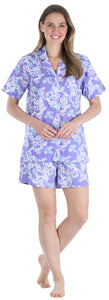 Sleepyheads Women's Sleepwear Cotton Short Sleeve Button-Up Top and Shorts Pajama Set