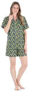 Sleepyheads Women's Sleepwear Cotton Short Sleeve Button-Up Top and Shorts Pajama Set