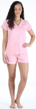 Load image into Gallery viewer, Sleepyheads Women&#39;s Stretchy Jersey Short Sleeve Button Up Top and Shorts Pajama Set
