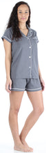 Load image into Gallery viewer, Sleepyheads Women&#39;s Stretchy Jersey Short Sleeve Button Up Top and Shorts Pajama Set
