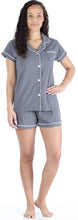 Load image into Gallery viewer, Sleepyheads Women&#39;s Stretchy Jersey Short Sleeve Button Up Top and Shorts Pajama Set
