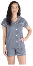 Load image into Gallery viewer, Sleepyheads Women&#39;s Stretchy Jersey Short Sleeve Button Up Top and Shorts Pajama Set
