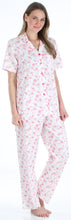 Load image into Gallery viewer, Sleepyheads Women&#39;s Poplin Cotton Short Sleeve Button Up Top and Pants Pajama Set
