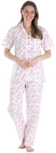 Load image into Gallery viewer, Sleepyheads Women&#39;s Poplin Cotton Short Sleeve Button Up Top and Pants Pajama Set
