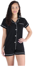 Load image into Gallery viewer, Sleepyheads Women&#39;s Stretchy Jersey Short Sleeve Button Up Top and Shorts Pajama Set
